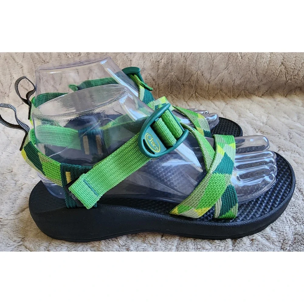 Chaco Kids Z1 Ecotread Green Geometric Strappy Sandals Size 6 JCH180394Z
